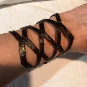 Genuine leather cuff bracelet.